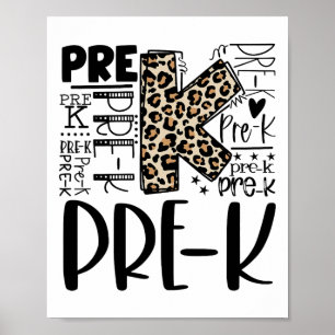 Leopard Typography prek ck to School Lacher Kids Poster