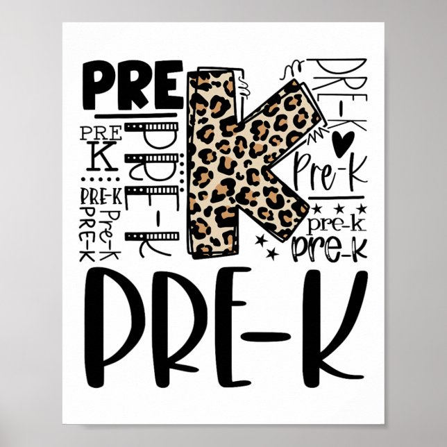 Leopard Typography prek ck to School Lacher Kids Poster (Framsidan)