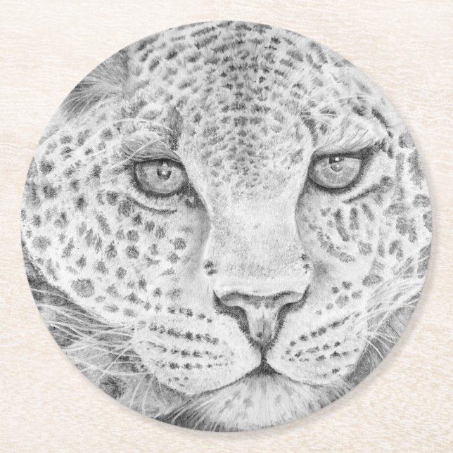 Leopard Underlägg Papper Rund (Framsidan)