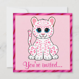 Leopard Unge i Rosa Inbjudningar