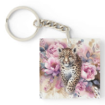 Leopard Unge & Ro, akrylisk nyckelkedja
