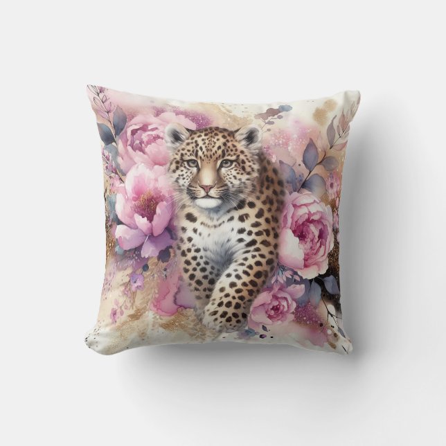 Leopard Unge & Ro Dekorativ kudde (Framsida)