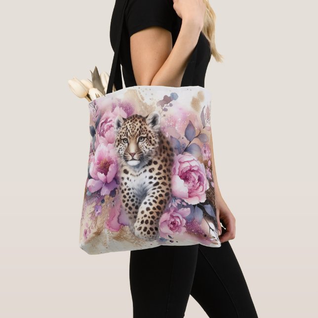 Leopard Unge & Ro Tote Bag Tygkasse (Närbild)