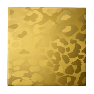 Leopard-utskrift i Guld Kakelplatta