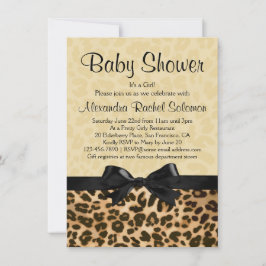 Leopard-utskrift med Bow Girl Baby Shower-inbjudan Inbjudningar