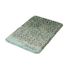 Leopard-utskrift på Grönten Glossy Badrumsmatta
