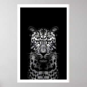 Leopard Väggkonst Svart och Vitt Fotografi