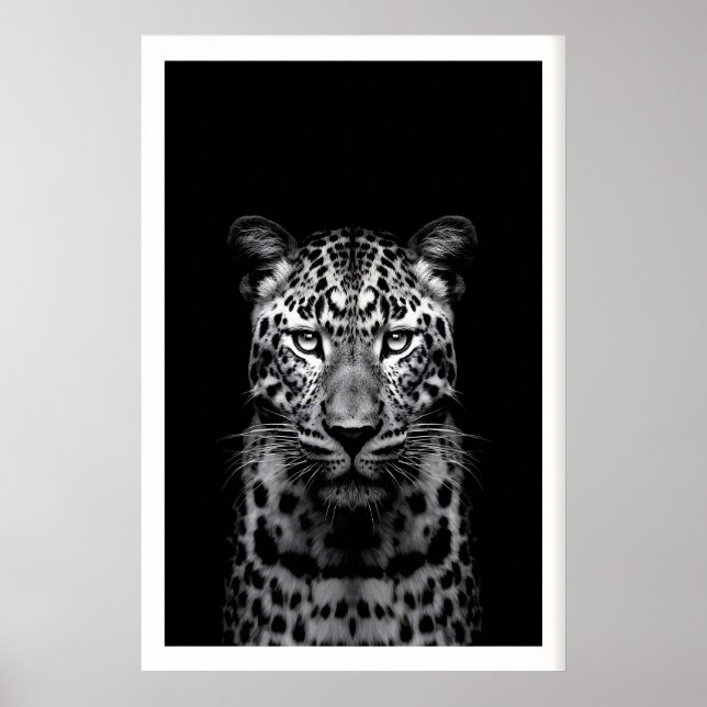 Leopard Väggkonst Svart och Vitt Fotografi (Framsidan)