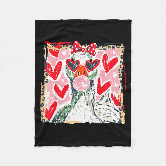 Leopard Valentine's Day Goose Cute Animal Couple M Fleecefilt (Framsidan)