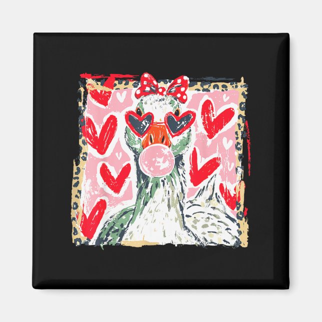 Leopard Valentine's Day Goose Cute Animal Couple M Magnet (Framsidan)