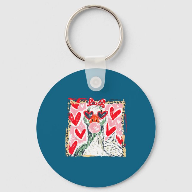 Leopard Valentine's Day Goose Cute Animal Couple M Nyckelring (Framsida)