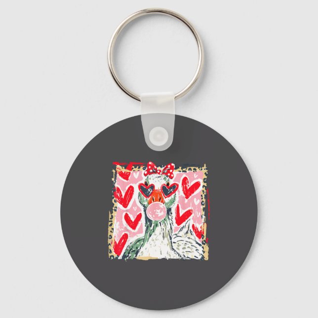 Leopard Valentine's Day Goose Cute Animal Couple M Nyckelring (Framsida)