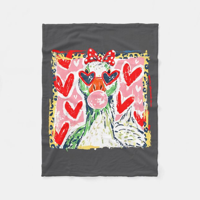 Leopard Valentine's Day Goose Funny Cute Goose Hun Fleecefilt (Framsidan)