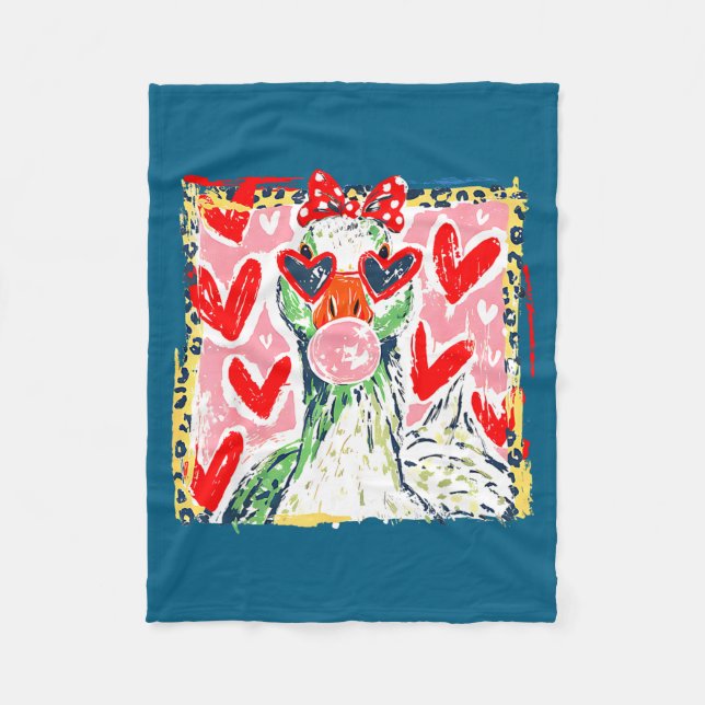 Leopard Valentine's Day Goose Funny Cute Goose Hun Fleecefilt (Framsidan)