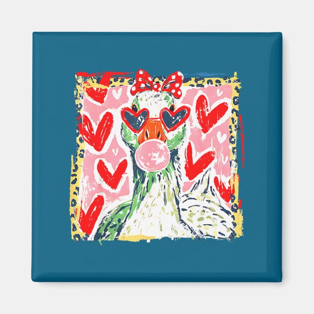 Leopard Valentine's Day Goose Funny Cute Goose Hun Magnet (Framsidan)