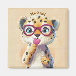 Leopard Valentine's Day Heart Badge - Kids School  Magnet