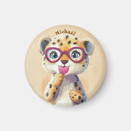 Leopard Valentine's Day Heart Badge - Kids School  Magnet