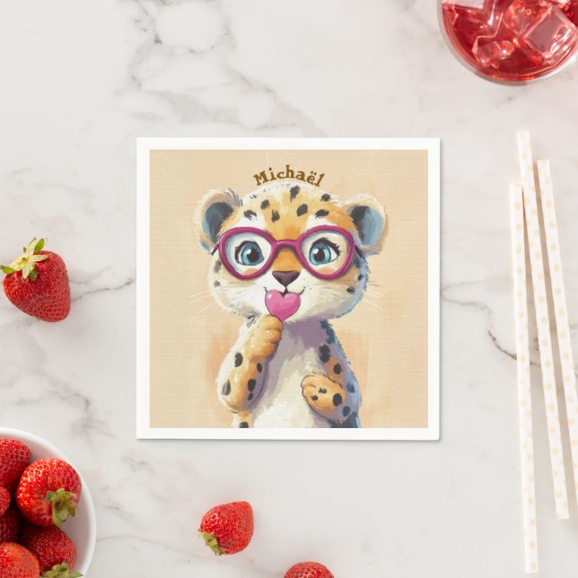 Leopard Valentine's Day Heart Badge - Kids School  Pappersservett (Insitu)