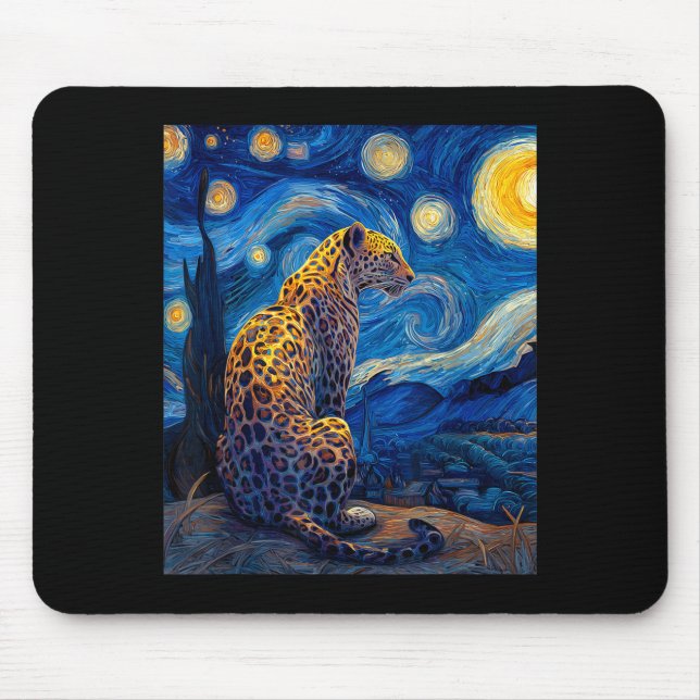 Leopard - Van Gogh Style Starry Night Funny Graphi Musmatta (Framsidan)