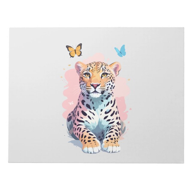 Leopard Vector Butterfly Adsible Roligt Animal Anteckningsblock (Framsida)