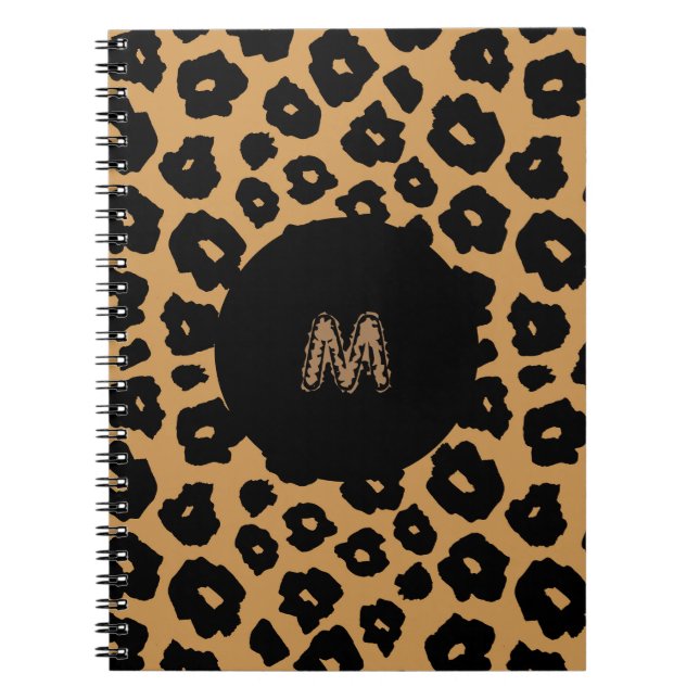 Leopard Vild ANIMAL PRINT + Monogram Anteckningsbok (Framsidan)