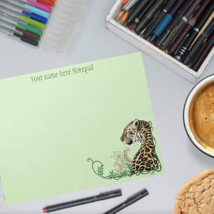 Leopard Vild katt Grönt Henna Anteckningsblock