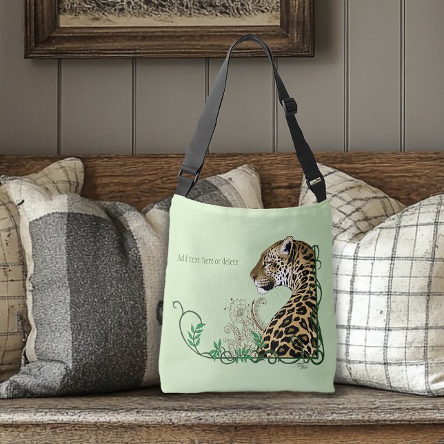 Leopard Vild katt Grönt Henna Axelväska (Skapare uppladdad)