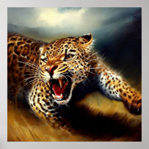 Leopard Vild katt Porträtt Poster
