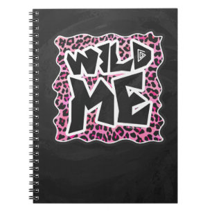Leopard Vild Me Black and Shock rosa Design Anteckningsbok