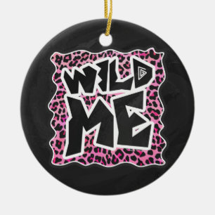 Leopard Vild Me Black and Shock rosa Design Julgransprydnad Keramik