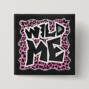 Leopard Vild Me Black and Shock rosa Design Knapp