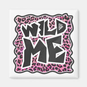 Leopard Vild Me Black and Shock rosa Design Magnet