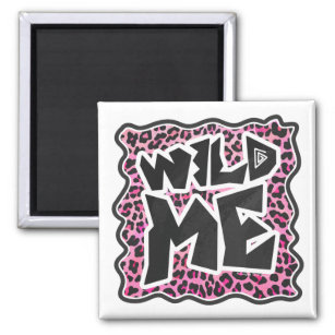 Leopard Vild Me Black and Shock rosa Design Magnet
