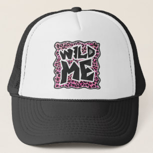 Leopard Vild Me Black and Shock rosa Design Truckerkeps