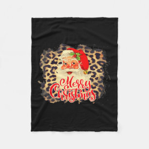 Leopard Vintage Santa God jul Jultomten Fleecefilt