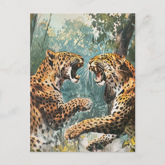 Leopard Vintage Vykort (Framsida)