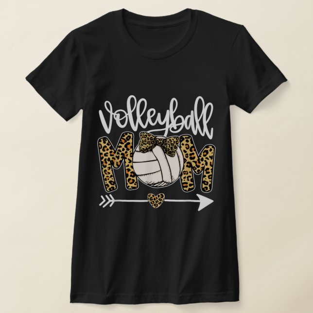 Leopard Volleyball Mamma Roligt Boll Mamma Mors da T Shirt (Laydown)
