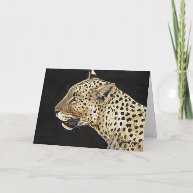 "Leopard" Wildlife Art Notecard Kort (Framsida)
