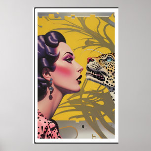 Leopard Woman tränger in sina spisar Poster