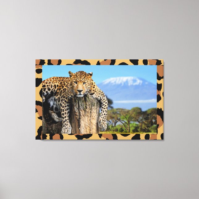 Leopard Wood Lounge Wall Art Canvastryck (Framsida)