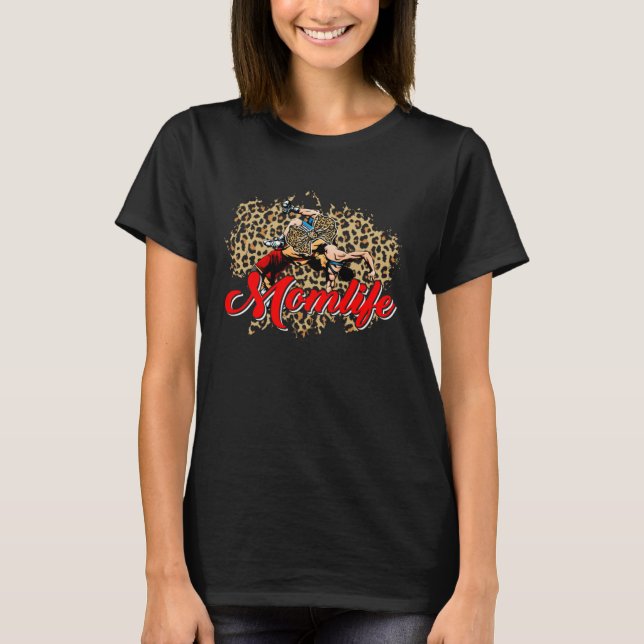 Leopard Wrestling Mom Life Wrestling Mom Mother s  T Shirt (Framsida)
