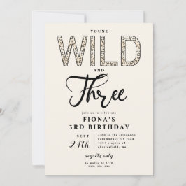 Leopard Young Vild trefödelsedag Inbjudningar