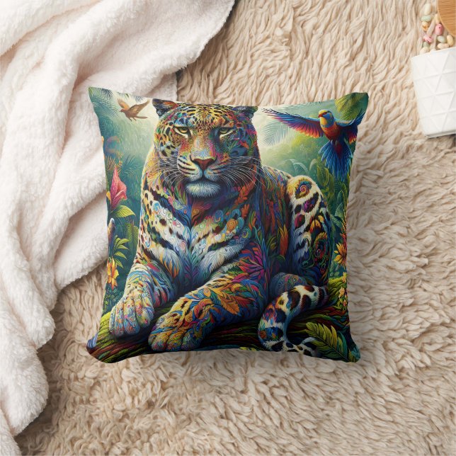 Leopard Zen: Artistiska jungle Surroundings Kudde (Filt)