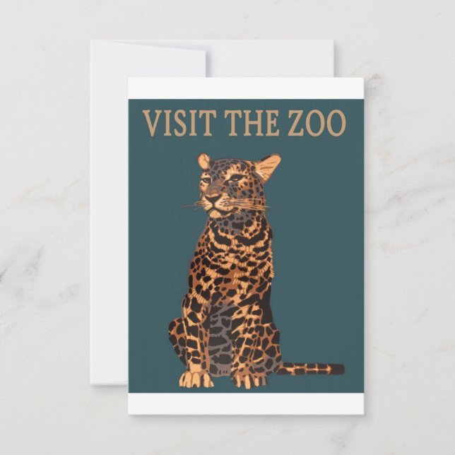 Leopard Zoo Illustration Vintage Spara Datumet (Framsida)