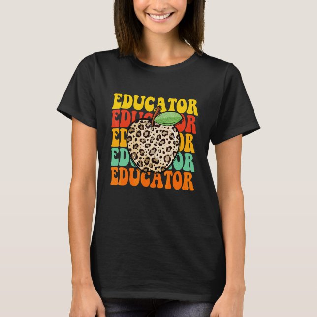 Leopardäpple Lärare Tacksamhet Bakre T Shirt (Framsida)
