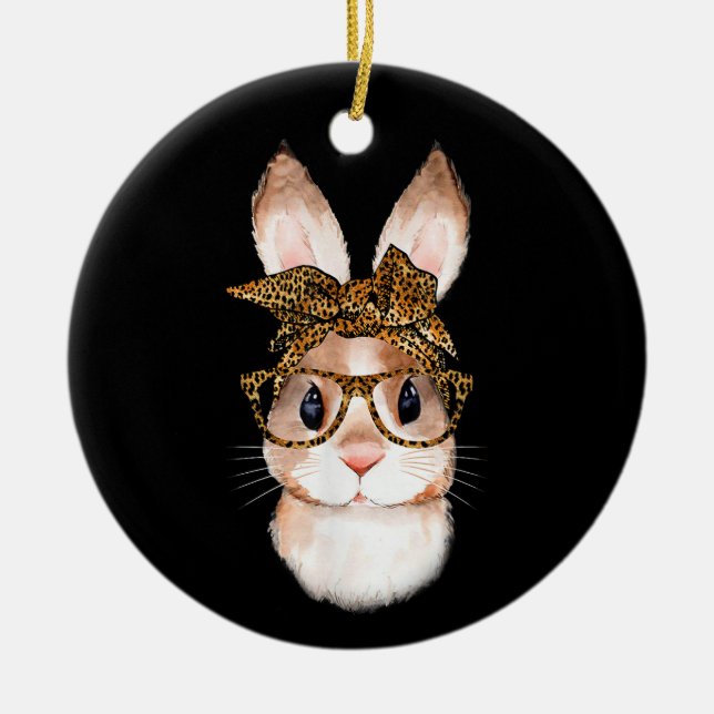 Leopardåret Mamma i Cute Påskhare R Julgransprydnad Keramik (Framsidan)