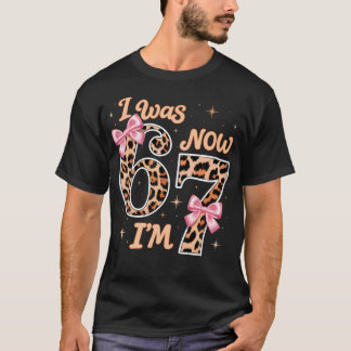 Leopardbåge Jag Var 6 Nu Är Jag 7 Sex Sju 7:e T Shirt