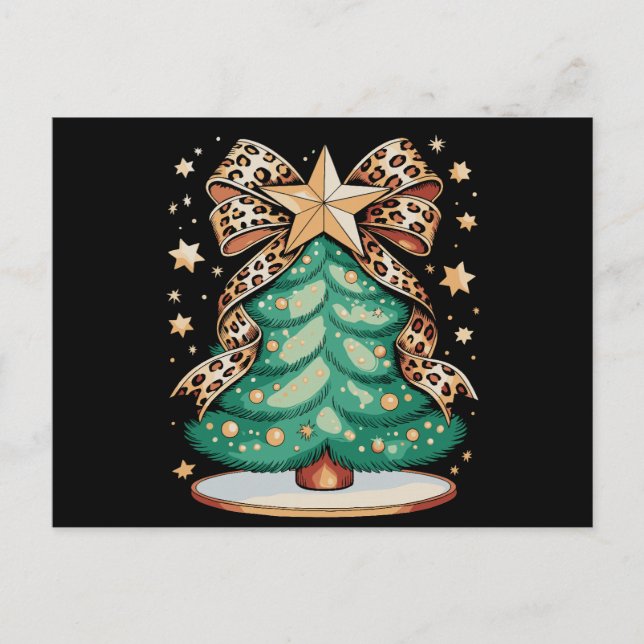 Leopardbåge Julgran Glam Jul Xmas Helg Vykort (Framsida)