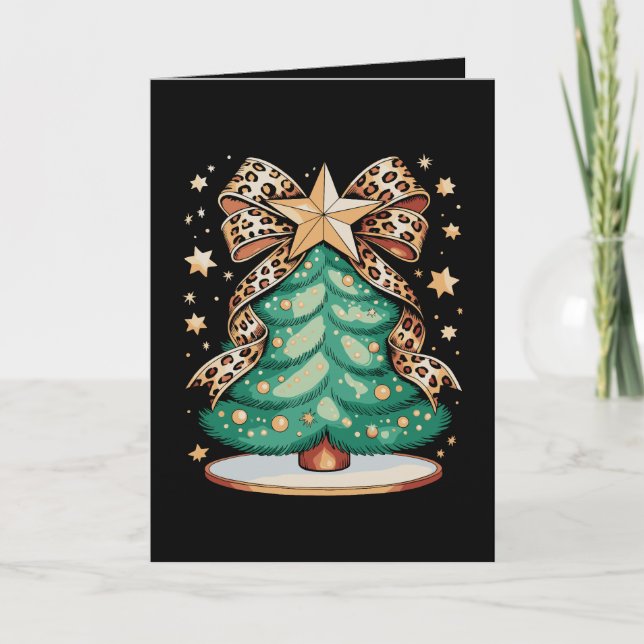 Leopardbåge Julgran Glam Jul Xmas Kort (Framsida)