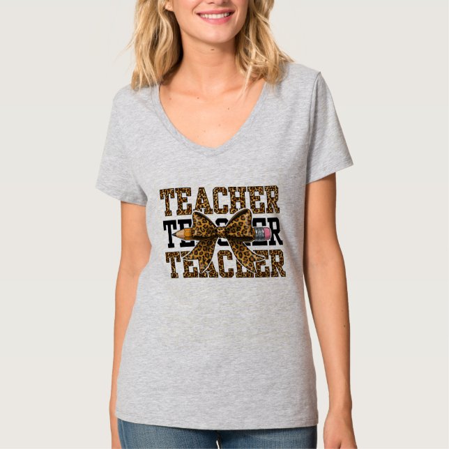 Leopardbåge Lärare Skola Penna Söt Klassrum  T Shirt (Framsida)